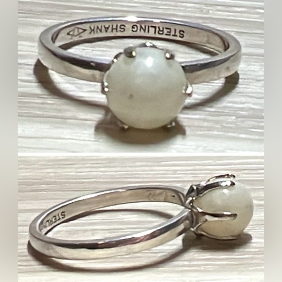 Vintage Designer VARGAS Sterling Silver Milky Agate Orb Ring, Size 6.75, 1.5g - Picture 1 of 12